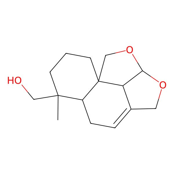 2D Structure of [(1R,5S,6S,12R,15S)-5-methyl-11,13-dioxatetracyclo[7.5.1.01,6.012,15]pentadec-8-en-5-yl]methanol