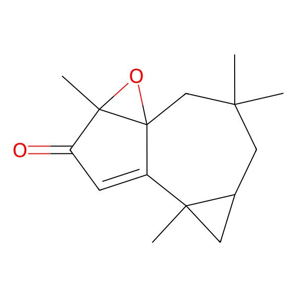 2D Structure of (1R,5S,7S,11R)-3,3,7,11-tetramethyl-12-oxatetracyclo[6.4.0.01,11.05,7]dodec-8-en-10-one