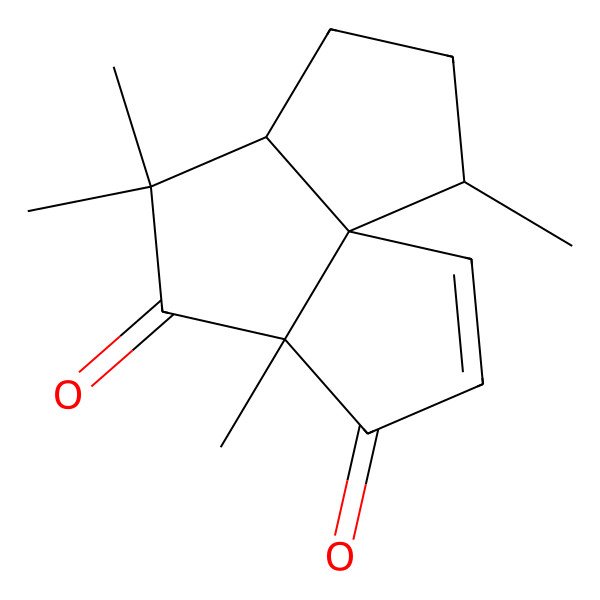 2D Structure of (1R,5S,8R,11R)-5,7,7,11-tetramethyltricyclo[6.3.0.01,5]undec-2-ene-4,6-dione
