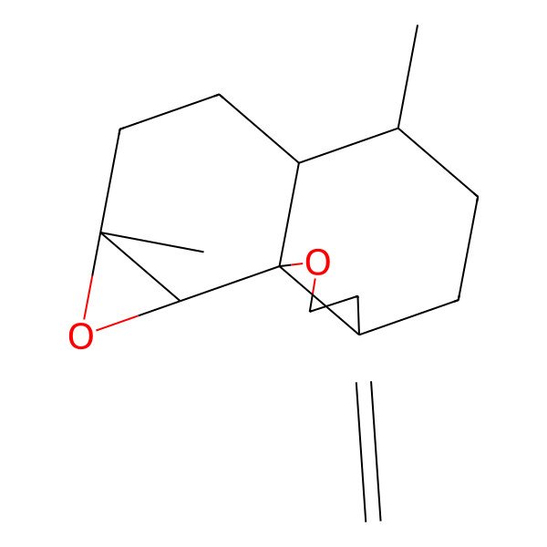 2D Structure of (1R,5S,8R,9S,12R,14R)-8,12-dimethyl-4-methylidene-2,13-dioxatetracyclo[7.5.0.01,5.012,14]tetradecane