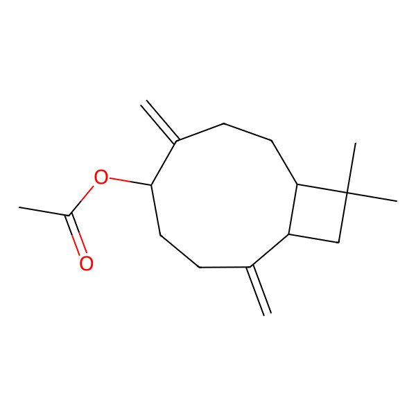 2D Structure of [(1R,5S,9S)-10,10-dimethyl-2,6-dimethylidene-5-bicyclo[7.2.0]undecanyl] acetate