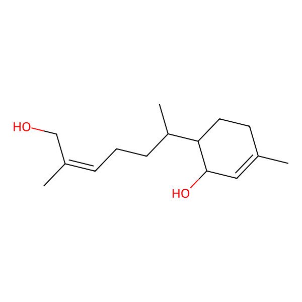 2D Structure of (1R,6R)-6-[(E,2R)-7-hydroxy-6-methylhept-5-en-2-yl]-3-methylcyclohex-2-en-1-ol