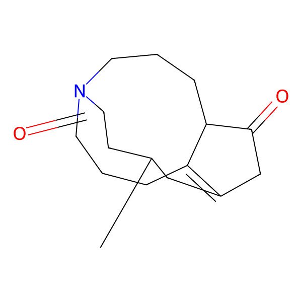 2D Structure of (1R,6R)-6-methyl-9-azatricyclo[7.4.3.04,13]hexadec-4(13)-ene-2,8-dione