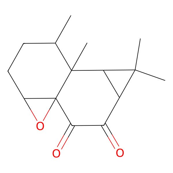 2D Structure of (1R,6R,7R,8S,10R)-6,7,9,9-tetramethyl-2-oxatetracyclo[5.5.0.01,3.08,10]dodecane-11,12-dione