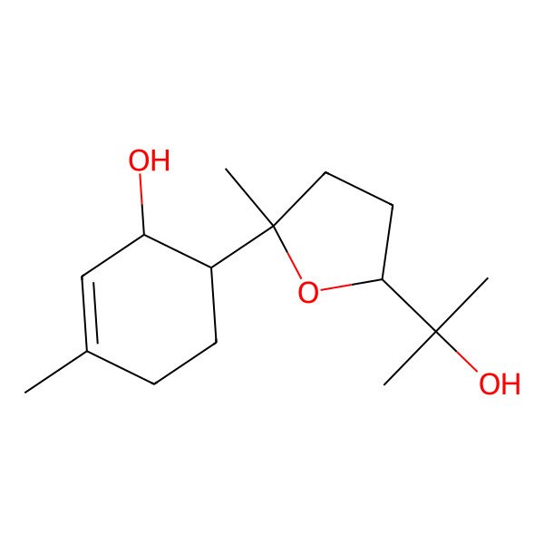 2D Structure of (1R,6S)-6-[(2S,5S)-5-(2-hydroxypropan-2-yl)-2-methyloxolan-2-yl]-3-methylcyclohex-2-en-1-ol