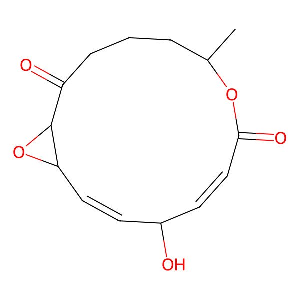 2D Structure of (1R,6S,9E,11R,12Z,14R)-11-hydroxy-6-methyl-7,15-dioxabicyclo[12.1.0]pentadeca-9,12-diene-2,8-dione
