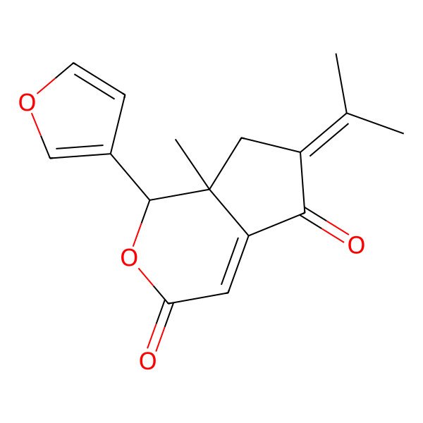 2D Structure of (1R,7aR)-1-(furan-3-yl)-7a-methyl-6-propan-2-ylidene-1,7-dihydrocyclopenta[c]pyran-3,5-dione