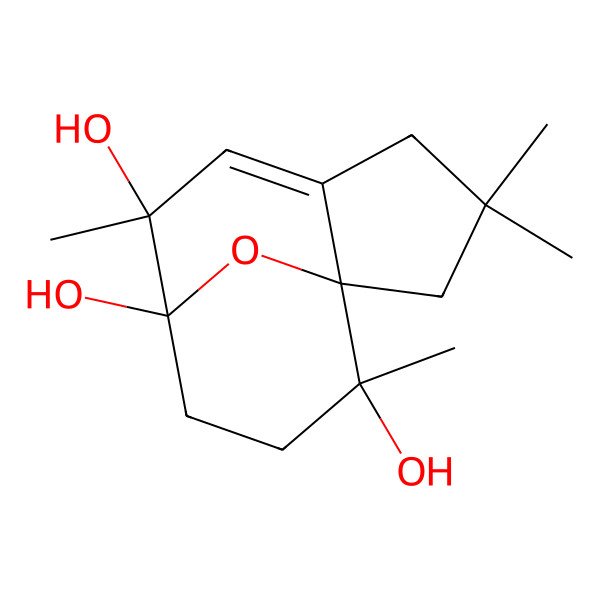 2D Structure of (1R,7R,8R,11R)-3,3,7,11-tetramethyl-12-oxatricyclo[6.3.1.01,5]dodec-5-ene-7,8,11-triol