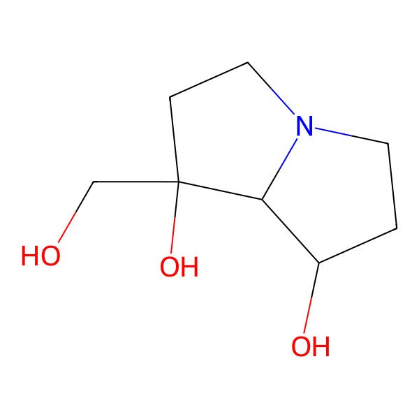 2D Structure of (1R,7S,8S)-7-(hydroxymethyl)-1,2,3,5,6,8-hexahydropyrrolizine-1,7-diol