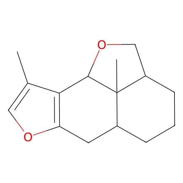 2D Structure of (1R,8R,12S,15S)-3,15-dimethyl-5,14-dioxatetracyclo[6.6.1.02,6.012,15]pentadeca-2(6),3-diene