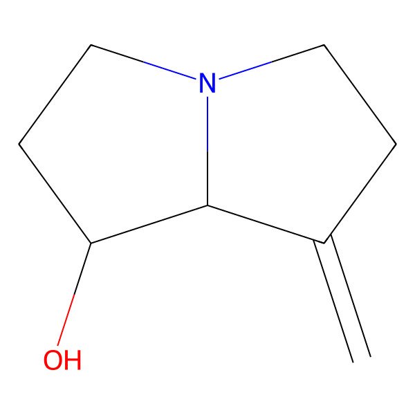 2D Structure of (1R,8S)-7-methylidene-1,2,3,5,6,8-hexahydropyrrolizin-1-ol