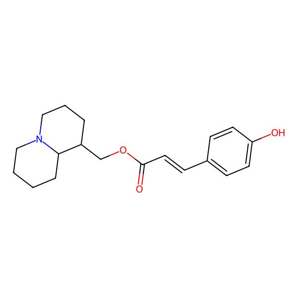 2D Structure of [(1R,9aR)-2,3,4,6,7,8,9,9a-octahydro-1H-quinolizin-1-yl]methyl (E)-3-(4-hydroxyphenyl)prop-2-enoate