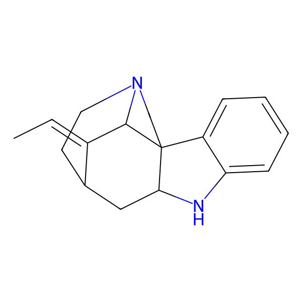 2D Structure of (1R,9R,11R,17R,18E)-18-ethylidene-8,14-diazapentacyclo[9.5.2.01,9.02,7.014,17]octadeca-2,4,6-triene