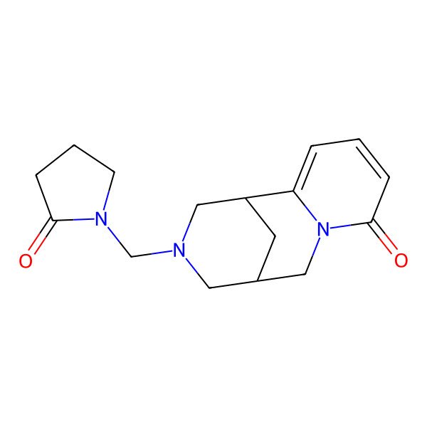 2D Structure of (1R,9S)-11-[(2-oxopyrrolidin-1-yl)methyl]-7,11-diazatricyclo[7.3.1.02,7]trideca-2,4-dien-6-one
