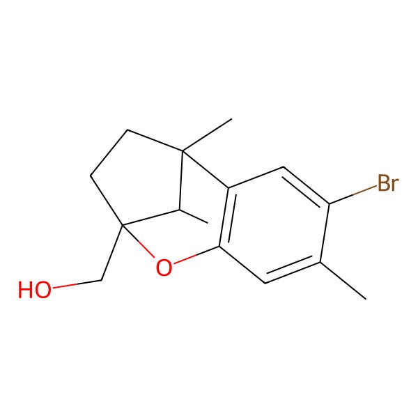 2D Structure of [(1R,9S,12R)-4-bromo-1,5,12-trimethyl-8-oxatricyclo[7.2.1.02,7]dodeca-2(7),3,5-trien-9-yl]methanol