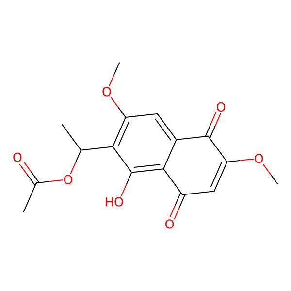 2D Structure of [(1S)-1-(1-hydroxy-3,6-dimethoxy-5,8-dioxonaphthalen-2-yl)ethyl] acetate