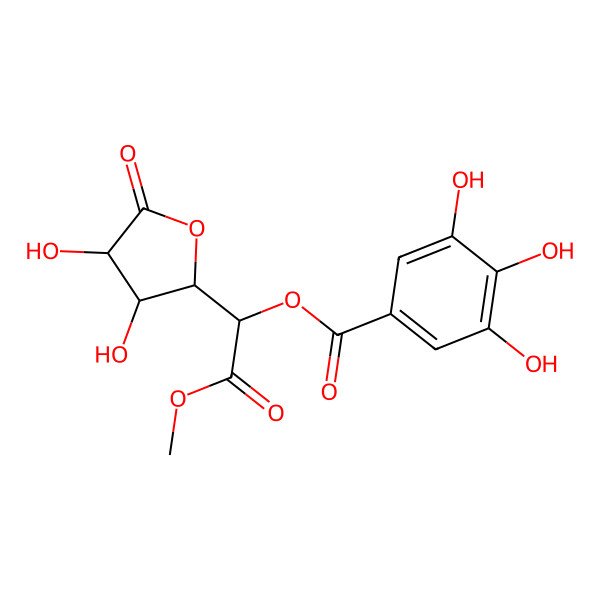 2D Structure of [(1S)-1-[(2R,3R,4R)-3,4-dihydroxy-5-oxooxolan-2-yl]-2-methoxy-2-oxoethyl] 3,4,5-trihydroxybenzoate