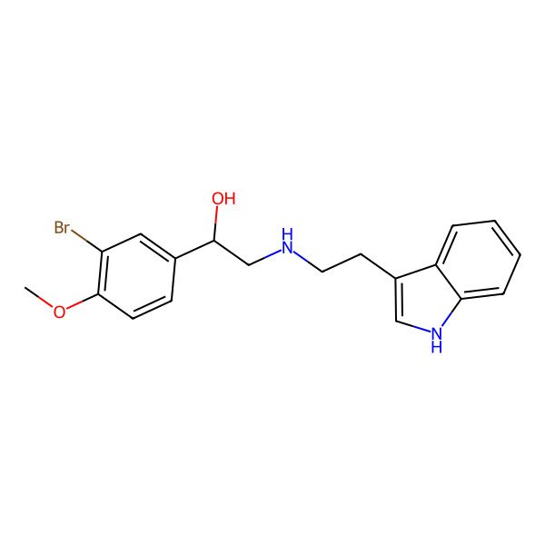2D Structure of (1S)-1-(3-bromo-4-methoxyphenyl)-2-[2-(1H-indol-3-yl)ethylamino]ethanol
