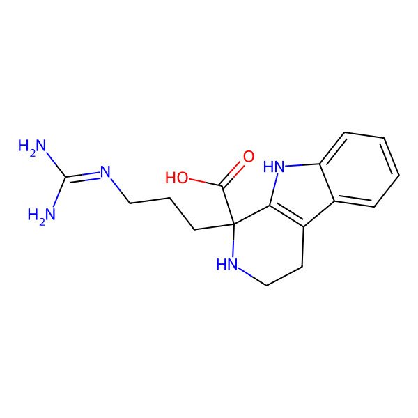 2D Structure of (1S)-1-[3-(diaminomethylideneamino)propyl]-2,3,4,9-tetrahydropyrido[3,4-b]indole-1-carboxylic acid