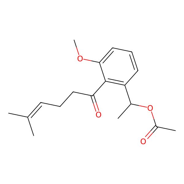 2D Structure of [(1S)-1-[3-methoxy-2-(5-methylhex-4-enoyl)phenyl]ethyl] acetate