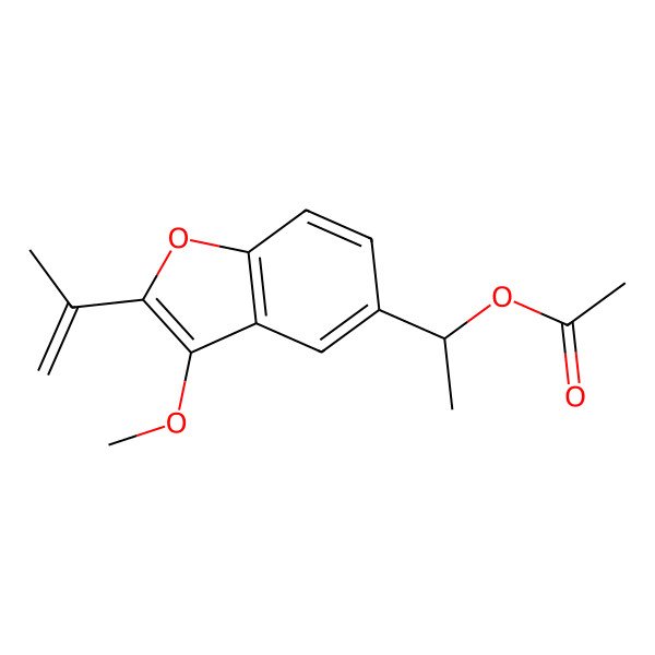 2D Structure of [(1S)-1-(3-methoxy-2-prop-1-en-2-yl-1-benzofuran-5-yl)ethyl] acetate