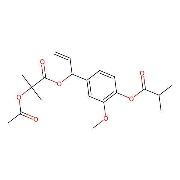 2D Structure of [(1S)-1-[3-methoxy-4-(2-methylpropanoyloxy)phenyl]prop-2-enyl] 2-acetyloxy-2-methylpropanoate