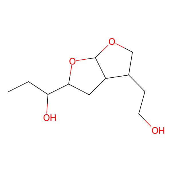 2D Structure of (1S)-1-[(3S,3aS,5S,6aS)-3-(2-hydroxyethyl)-2,3,3a,4,5,6a-hexahydrofuro[2,3-b]furan-5-yl]propan-1-ol