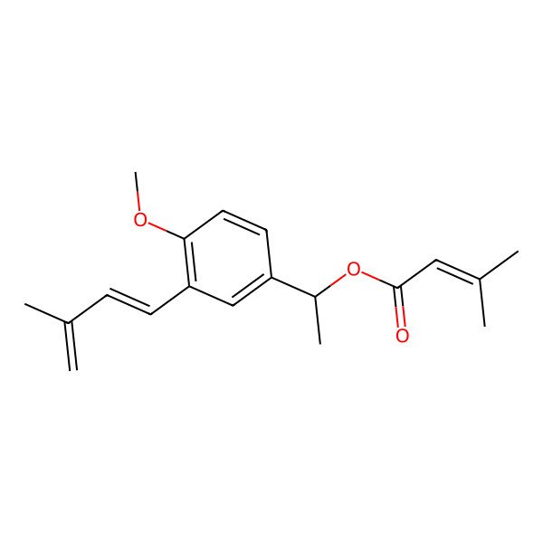 2D Structure of [(1S)-1-[4-methoxy-3-[(1E)-3-methylbuta-1,3-dienyl]phenyl]ethyl] 3-methylbut-2-enoate