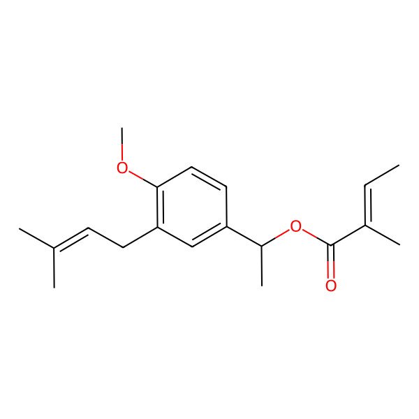 2D Structure of [(1S)-1-[4-methoxy-3-(3-methylbut-2-enyl)phenyl]ethyl] (Z)-2-methylbut-2-enoate