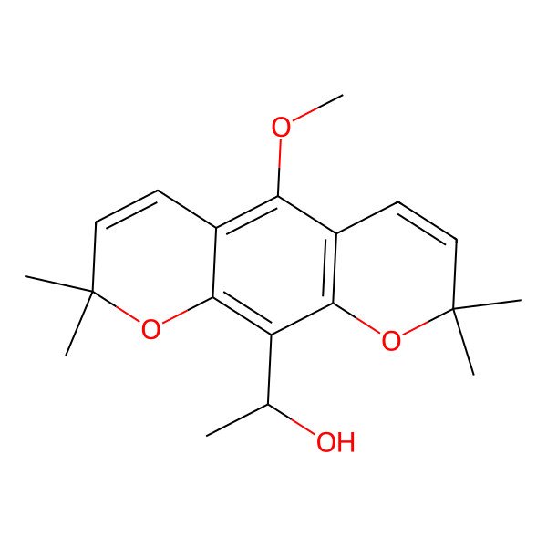 2D Structure of (1S)-1-(5-methoxy-2,2,8,8-tetramethylpyrano[3,2-g]chromen-10-yl)ethanol