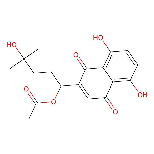 2D Structure of [(1S)-1-(5,8-dihydroxy-1,4-dioxonaphthalen-2-yl)-4-hydroxy-4-methylpentyl] acetate