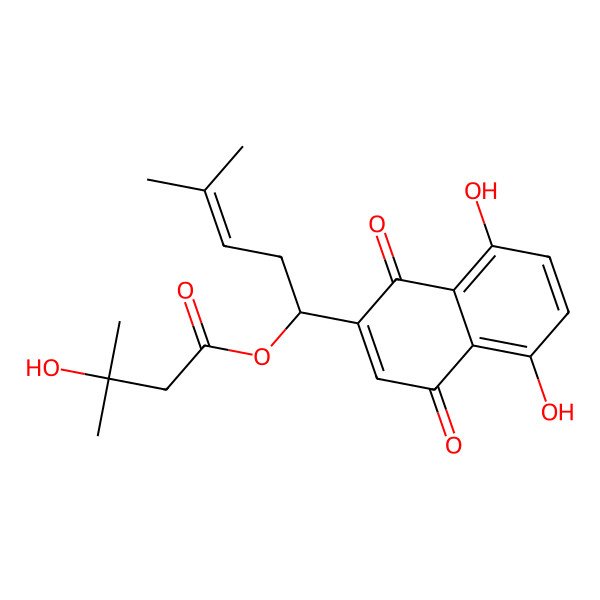 2D Structure of [(1S)-1-(5,8-dihydroxy-1,4-dioxonaphthalen-2-yl)-4-methylpent-3-enyl] 3-hydroxy-3-methylbutanoate