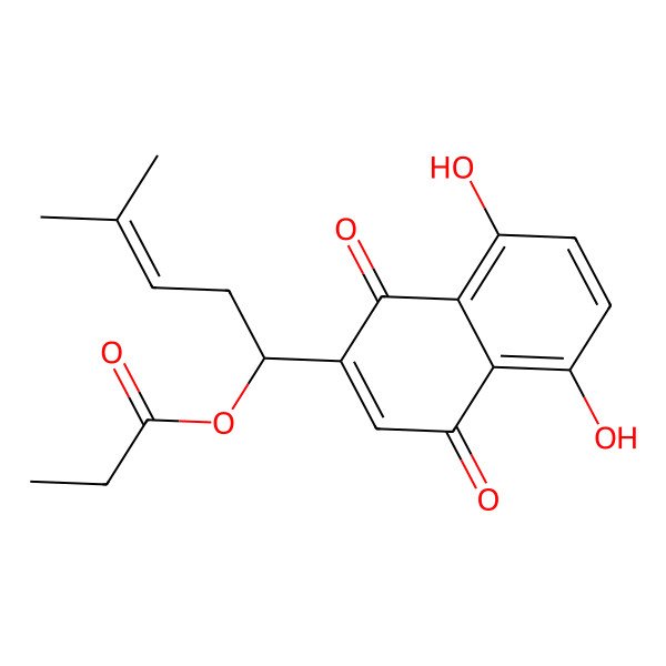 2D Structure of [(1S)-1-(5,8-dihydroxy-1,4-dioxonaphthalen-2-yl)-4-methylpent-3-enyl] propanoate