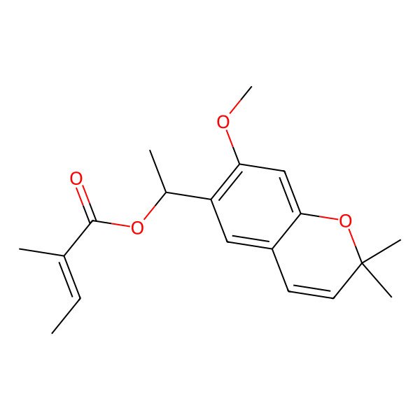 2D Structure of [(1S)-1-(7-methoxy-2,2-dimethylchromen-6-yl)ethyl] (Z)-2-methylbut-2-enoate
