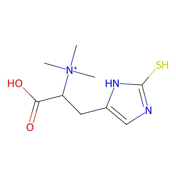 2D Structure of [(1S)-1-carboxy-2-(2-sulfanyl-1H-imidazol-5-yl)ethyl]-trimethylazanium