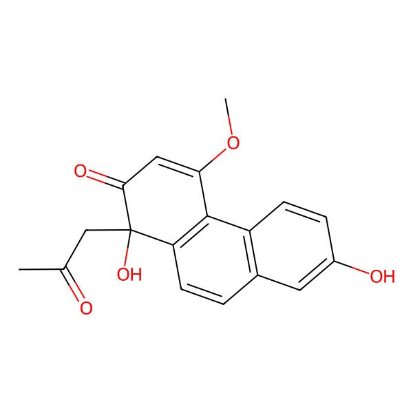 2D Structure of (1S)-1,7-dihydroxy-4-methoxy-1-(2-oxopropyl)phenanthren-2-one