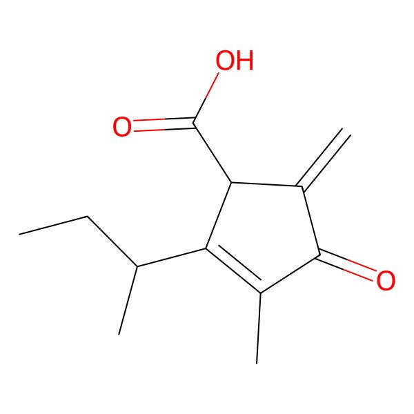 2D Structure of (1S)-2-[(2S)-butan-2-yl]-3-methyl-5-methylidene-4-oxocyclopent-2-ene-1-carboxylic acid