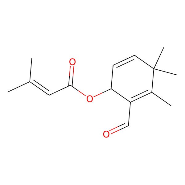 2D Structure of [(1S)-2-formyl-3,4,4-trimethylcyclohexa-2,5-dien-1-yl] 3-methylbut-2-enoate