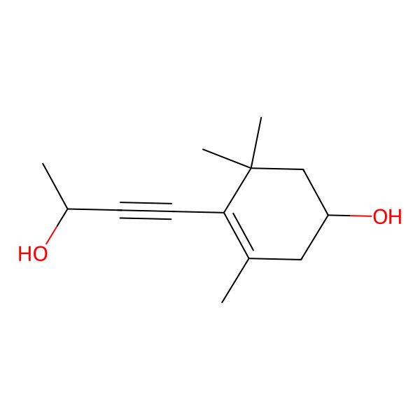 2D Structure of (1S)-4-[(3S)-3-hydroxybut-1-ynyl]-3,5,5-trimethylcyclohex-3-en-1-ol