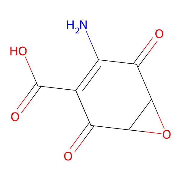 2D Structure of (1S)-4-amino-2,5-dioxo-7-oxabicyclo[4.1.0]hept-3-ene-3-carboxylic acid