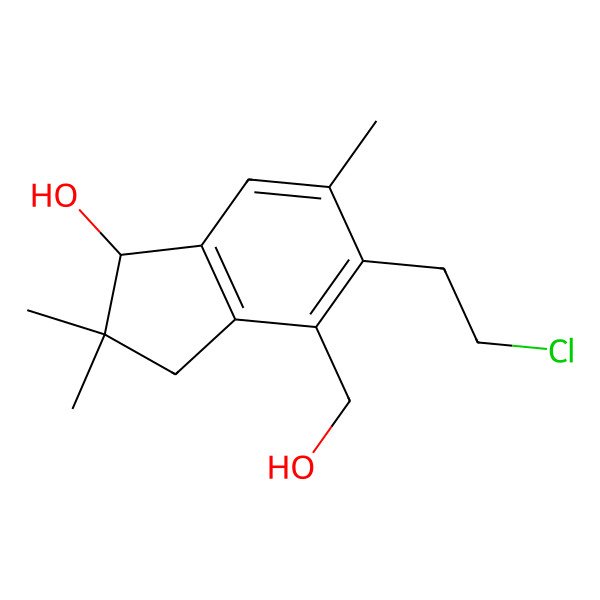 2D Structure of (1S)-5-(2-chloroethyl)-4-(hydroxymethyl)-2,2,6-trimethyl-1,3-dihydroinden-1-ol