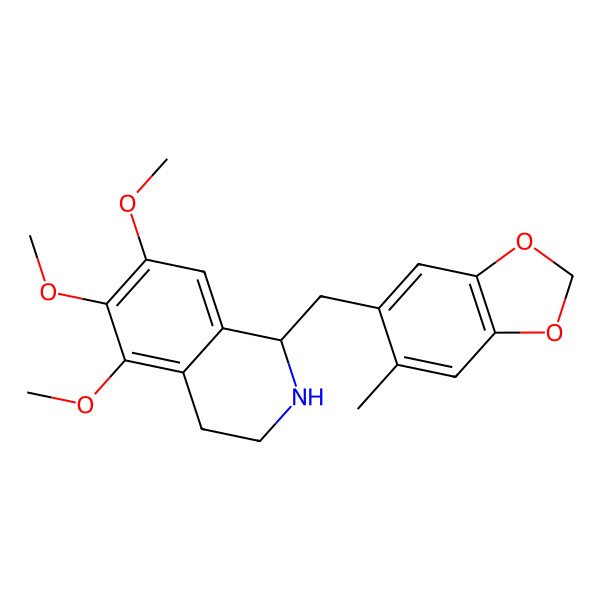 2D Structure of (1S)-5,6,7-trimethoxy-1-[(6-methyl-1,3-benzodioxol-5-yl)methyl]-1,2,3,4-tetrahydroisoquinoline