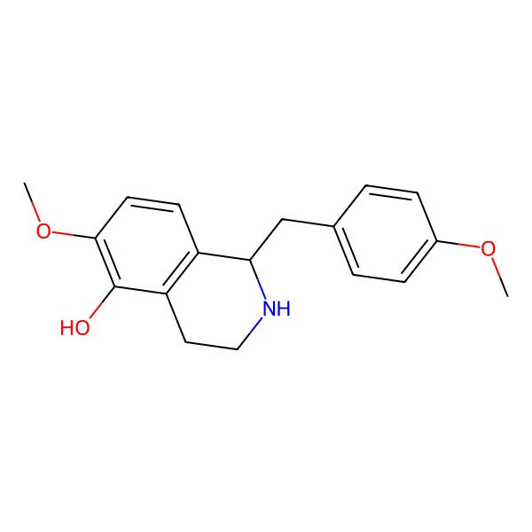 2D Structure of (1S)-6-methoxy-1-[(4-methoxyphenyl)methyl]-1,2,3,4-tetrahydroisoquinolin-5-ol