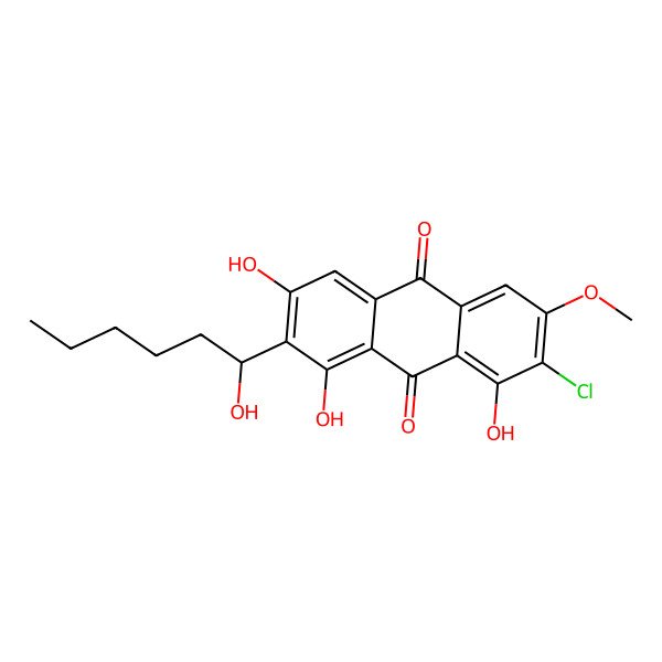 2D Structure of (1'S)-6-O-methyl-7-chloroaverantin