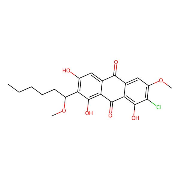 2D Structure of (1'S)-6,1'-O,O-dimethyl-7-chloroaverantin