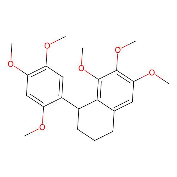 2D Structure of (1S)-6,7,8-trimethoxy-1-(2,4,5-trimethoxyphenyl)-1,2,3,4-tetrahydronaphthalene