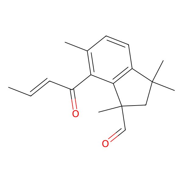 2D Structure of (1S)-7-[(2E)-but-2-enoyl]-1,3,3,6-tetramethyl-2,3-dihydro-1H-indene-1-carbaldehyde