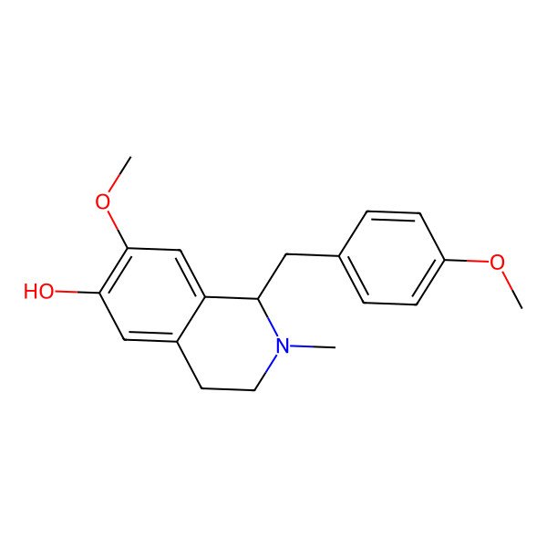 2D Structure of (1S)-7-methoxy-1-[(4-methoxyphenyl)methyl]-2-methyl-3,4-dihydro-1H-isoquinolin-6-ol