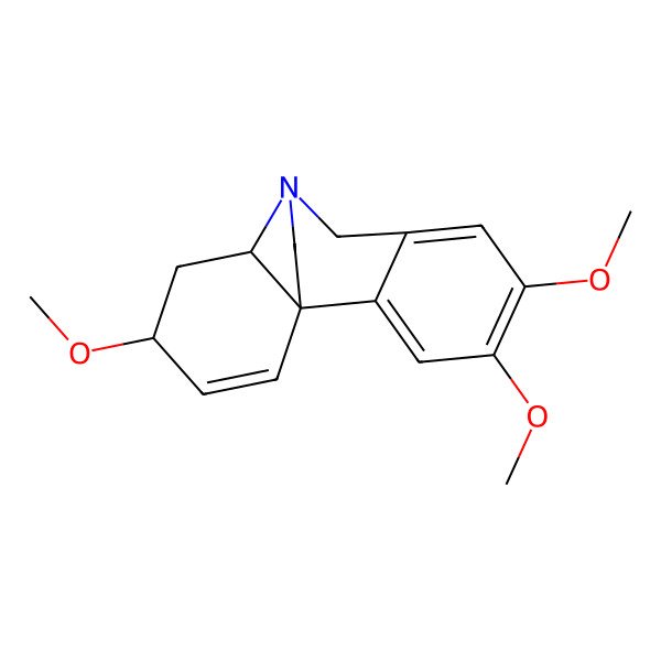 2D Structure of (1S,10R,12R)-4,5,12-trimethoxy-9-azatetracyclo[7.5.2.01,10.02,7]hexadeca-2,4,6,13-tetraene