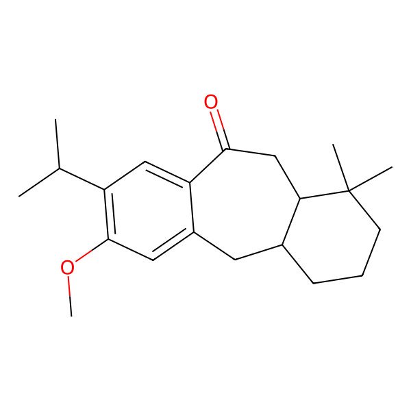 2D Structure of (1S,11R)-5-methoxy-12,12-dimethyl-6-propan-2-yltricyclo[9.4.0.03,8]pentadeca-3,5,7-trien-9-one